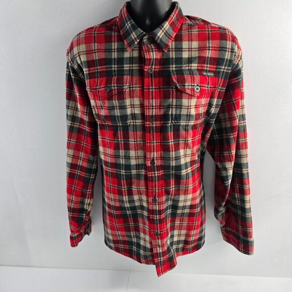 Eddie Bauer flannel button down shirt red gray mens XL 6439 - Picture 1 of 11